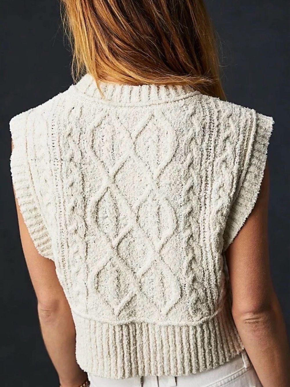 Free People Rowan Cream Cable Knit Sweater Vest - Picture 3 of 10